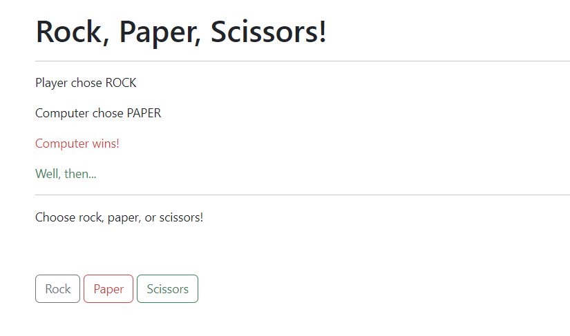 rock-paper-scissors game app screenshot